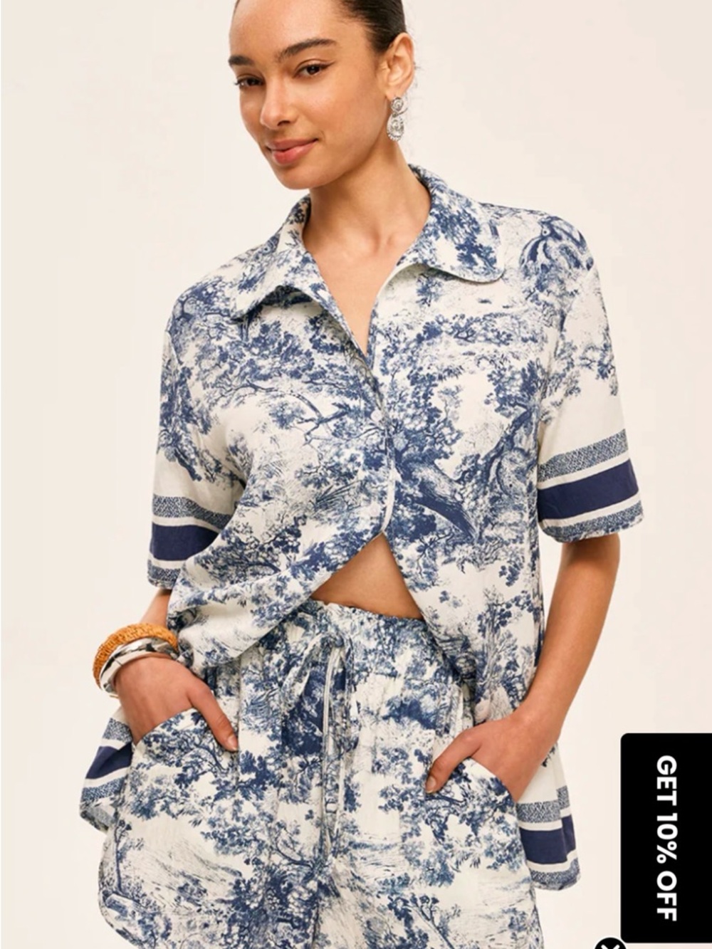 Commense Blue and White Toile short set